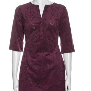 New without tag MAYLE burgundy ultra suede A-line 3/4 sleeve dress, brass button